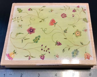 All Night Media Floral Background Wood Mounted Rubber Stamp.