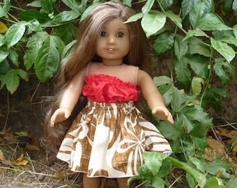 18 inch Doll Hula Hawaiian Outfit - Moana inspired - top and skirt - shift and pa'u