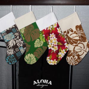 Christmas Stocking - Hawaiian fabric - Personalized