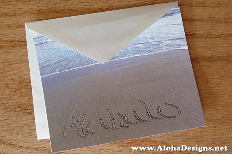 blank inside Mahalo in the Sand Note Cards