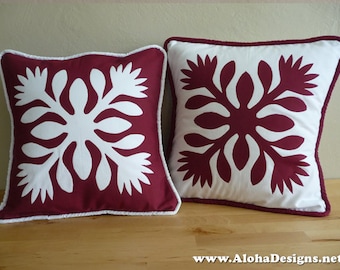 Hawaiian Quilt Copricuscini - fiori di lehua rossi