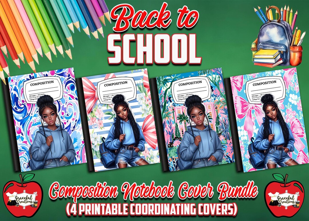 Preppy Composition Note Preppy Composition Notebook Cover Bundle - African American Teen ...
