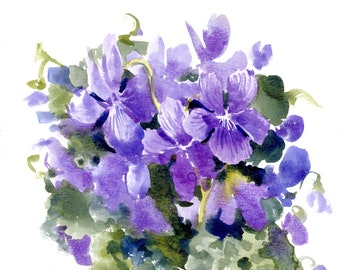 水彩画 すみれの花とシジュウカラ　値段は※900円です il_340x270.6096353966_q2br.jpg