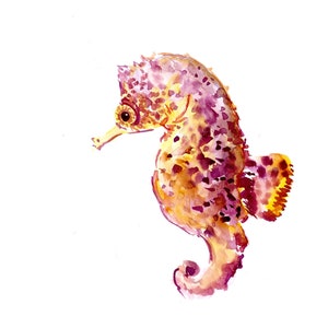 Seahorse artwork, original hand-painted watercolor art
