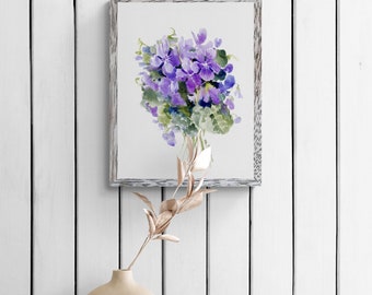 水彩画の花、スミレ、オリジナル絵画 - Etsy 日本