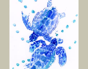 Sea Turtle Print From Original Painting by Artist Kelley Patterson