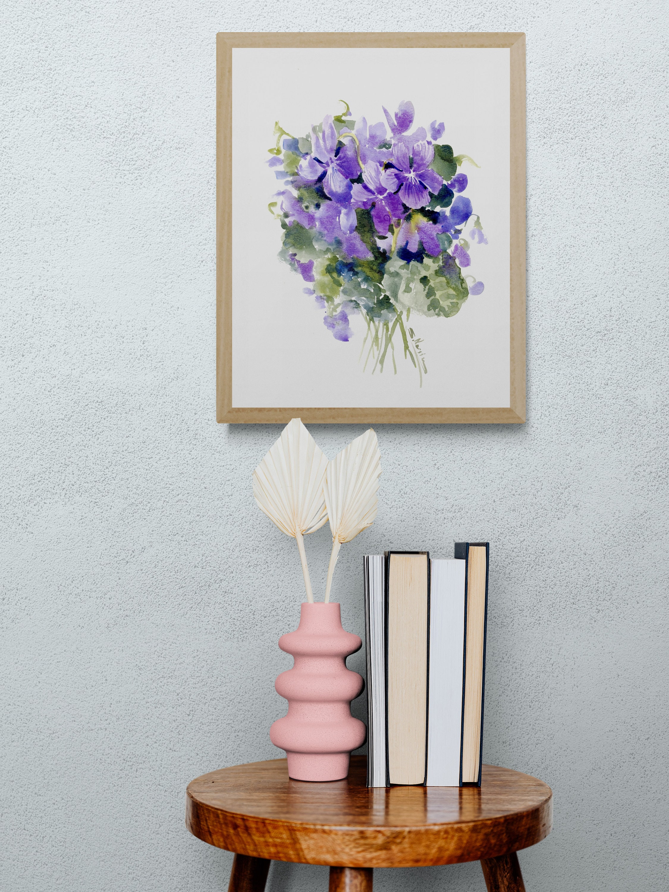 水彩画の花、スミレ、オリジナル絵画 - Etsy 日本