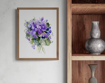 水彩画の花、スミレ、オリジナル絵画 - Etsy 日本