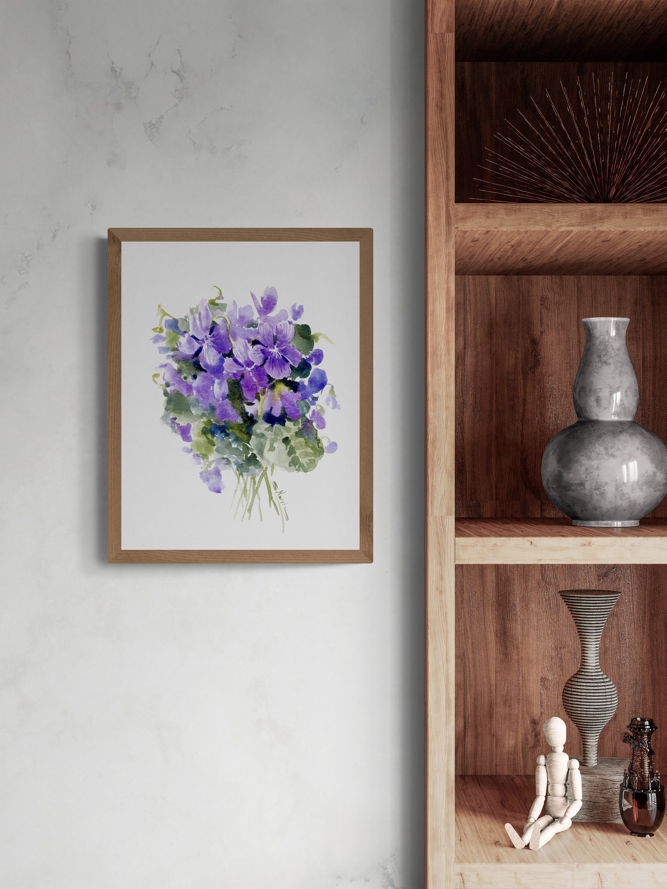 水彩画の花、スミレ、オリジナル絵画 - Etsy 日本