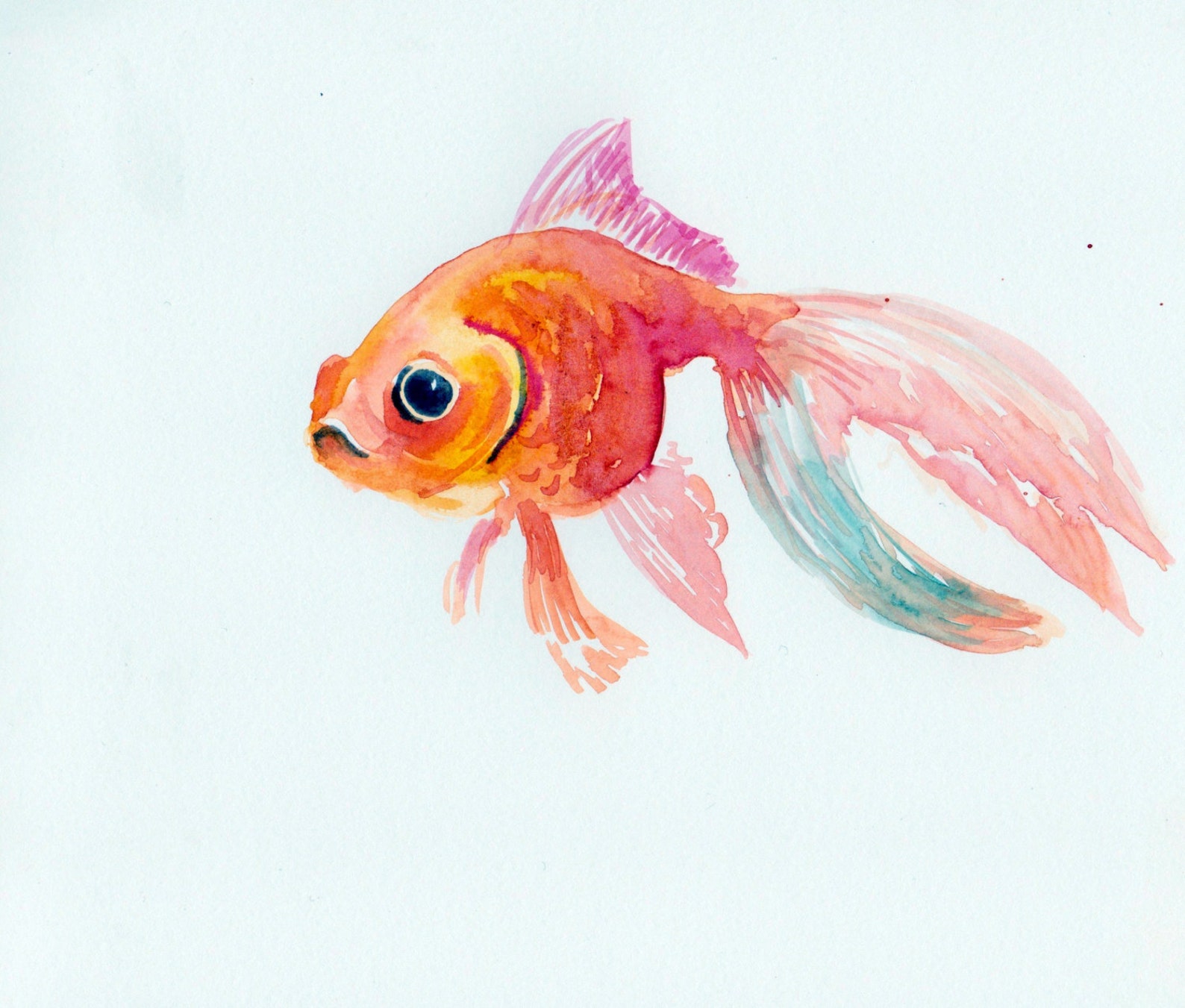 Goldfish original watercolor painting 8 X 10 Etsy