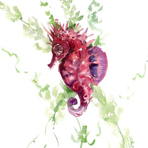 Seahorse Watercolor Painting, seahorse watercolor original art, original wall artwork
