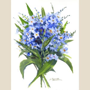Vergissmeinnicht Artwork, eine originale Aquarellmalerei von Künstler Suren