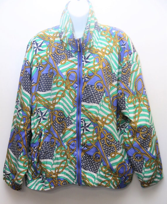 90's Vintage "EVR" Silk Patterned Jacket Sz: MEDIU
