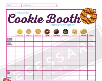 ABC Cookie Booth Inventory/Tally sheet Instant Download | Etsy