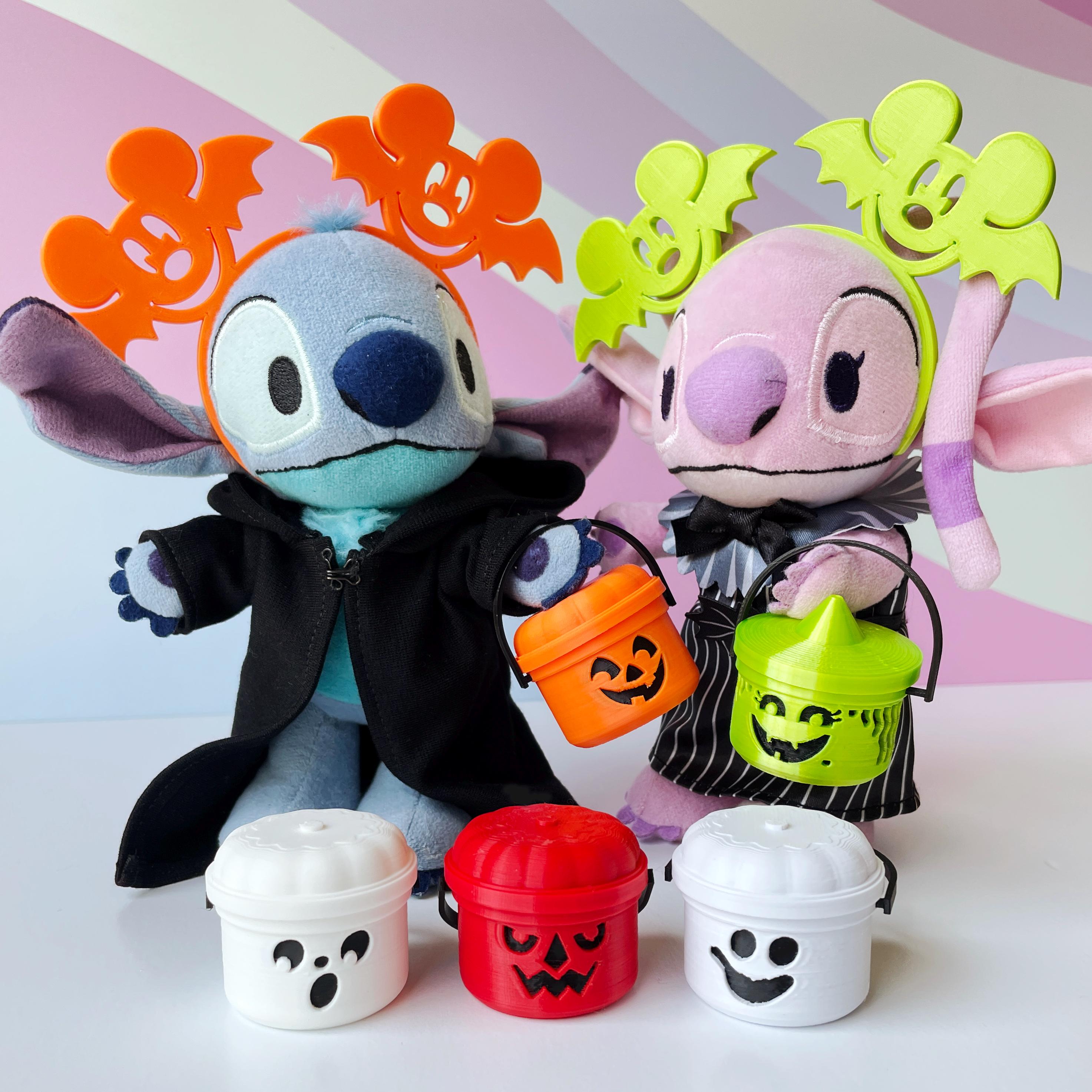 Bat Mouse Ears for NuiMO & Labubu Plush. Matching Bucket Set. Halloween Stuffed Animal Accessory. Headband for toys.