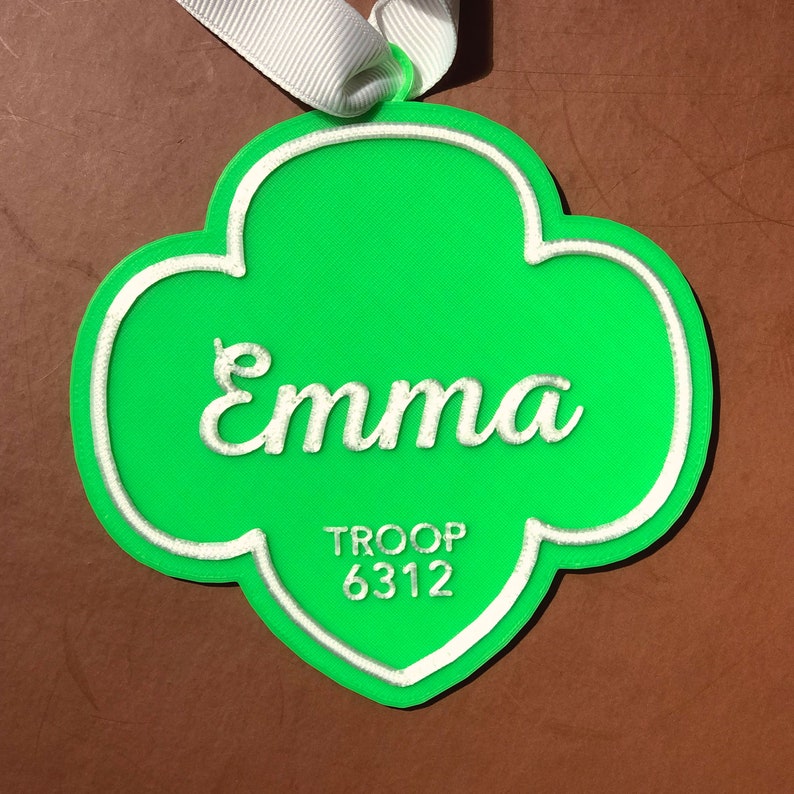 Personalized 3D Printed Girl Scout Ornament/Award Medallion Etsy