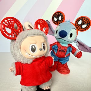 Spider-Man Mouse Ears for NuiMO & Labubu Plush. Stuffed Animal Accessory. Headband for toys.