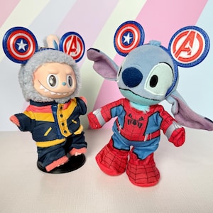 Avengers-Inspired Plush Ears Headband – Fits NuiMO & Labubu | Captain America Shield and Avengers Logo