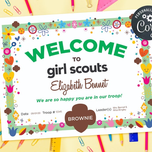 Printable Daisy to Brownie Certificate Printable Girl Scout - Etsy