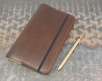 Handmade 'The Playwright' Leather Notebook Cover - for: Moleskine Classic Softcover Large 13x21cm - Horween Chromexcel - Dark Brown