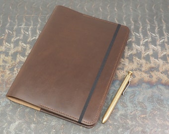 Handmade 'The Playwright' Leather Notebook Cover - for: Moleskine Classic Softcover Extra Large 19x25cm - Horween Chromexcel - Dark Brown