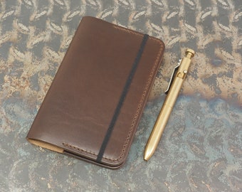 Handmade 'The Playwright' Leather Notebook Cover - for: Moleskine Classic Softcover Pocket 9x14cm - Horween Chromexcel - Dark Brown