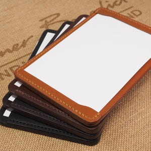 Porte-cartes fait main 102 x 152 mm (4 x 6 po.) Bloc-notes bloc-notes avec poche pour carnet de notes - Cuir végétalien - Fauve/Châtaigne/Marron foncé/Noir