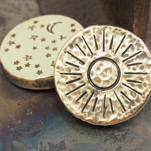 Handmade Hammered Coin 'Night vs Day' Design Brass or Copper Worry Coin EDC Everyday Carry image 3