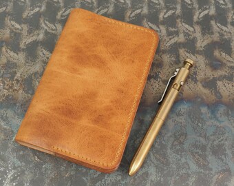 Handmade 'The Playwright' Leather Notebook Cover - for: Moleskine Classic Softcover Pocket 9x14cm - Tan