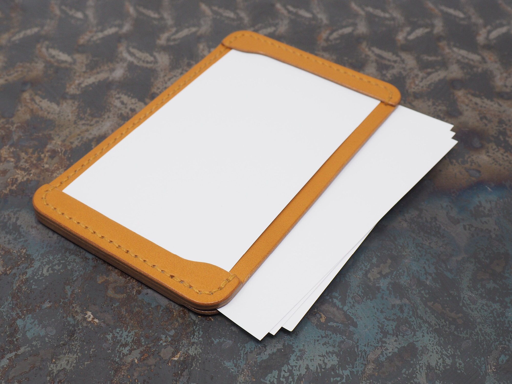 Handmade 3-by-5 3x5 / 77x127mm Index Card Holder Memo Notepad Jotter Pad /  Pocket Briefcase Cognac / Chestnut / Dark Brown 