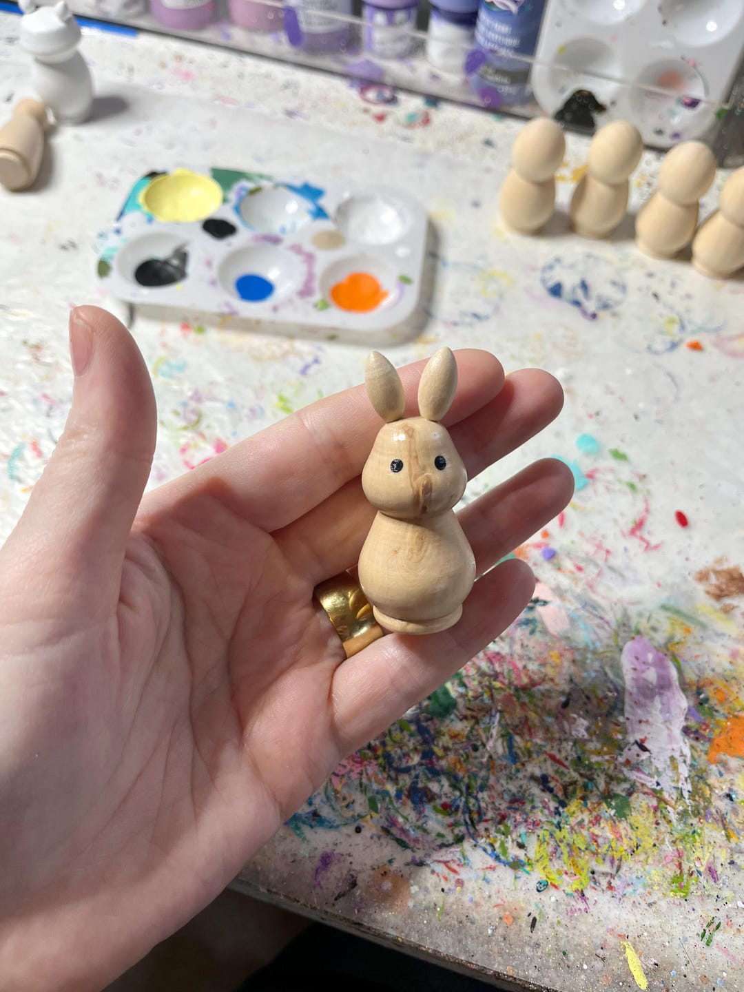 Wood Grain Bunny Rabbit Peg Doll - Etsy
