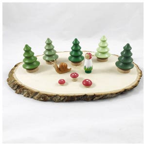 Wood Trees set of 5 pretend play storytelling play mat accessory dollhouse train table pine tree toy image 2