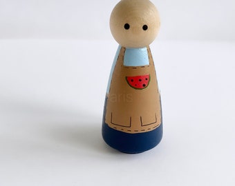 Watermelon farmer peg doll