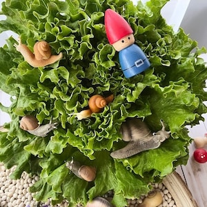 Garden gnome elf peg doll - fantasy creature woodland imagination dollhouse pretend play mat accessory toy child open-ended small world
