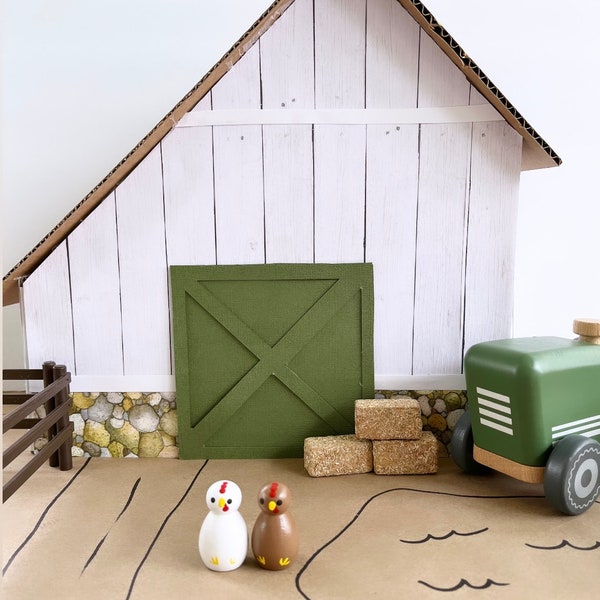 Set of 2 chicken hen chicks - farm small world play open ended Easter spring hatch pretend wood toy gift