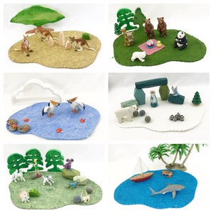 Set of 6 Foundations of Play LARGE size Oblong Play Mats - felt Playscapes- open ended toy forest fairy woodland imagination pretend