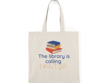 Library Natural Tote Bag - book lover bookworm avid reader gift