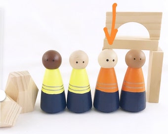 Construction Worker peg doll community helpers family imagination dollhouse pretend play mat accessory toy child open-ended small world