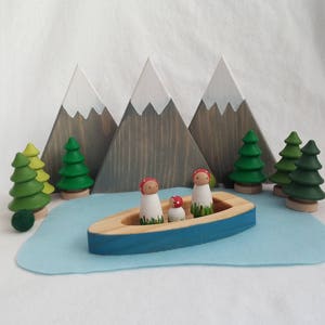 Wood Trees set of 5 pretend play storytelling play mat accessory dollhouse train table pine tree toy image 1