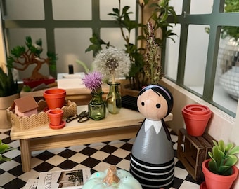 Una muñeca Millie Peg: Juego de mundo pequeño, granja, cosecha, otoño, Halloween