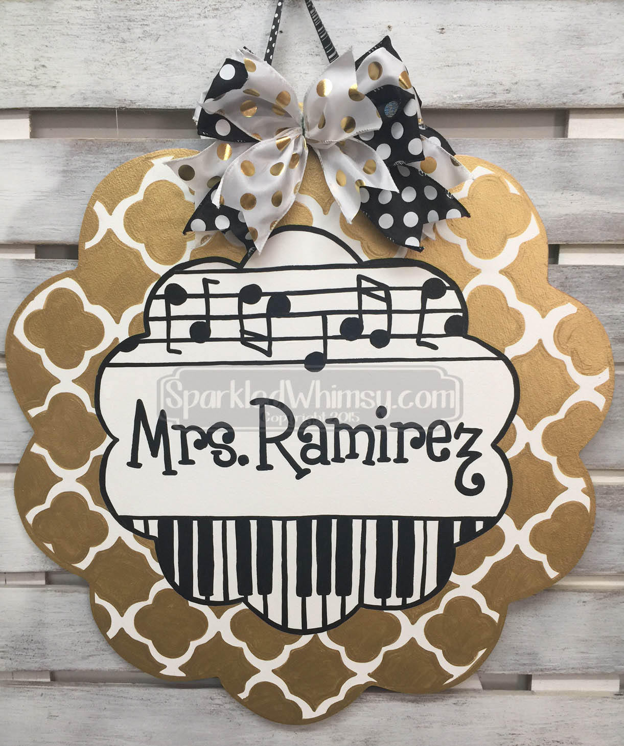 Teacher Door Hanger Personalized Striped Music Teacher Sign Etsy