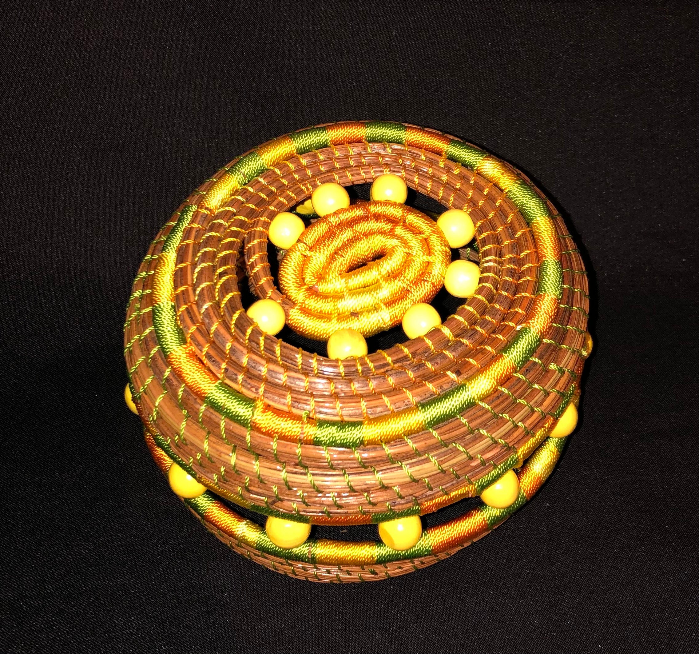 Mini Pine Needle Bowl Yellow &Green Etsy