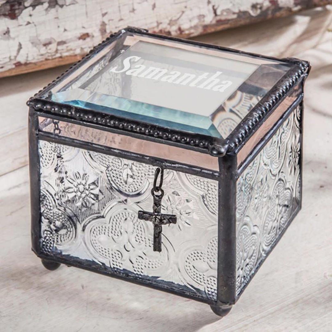Religous Box Personalized Religious Gift | Glass Keepsake Box - Etsy