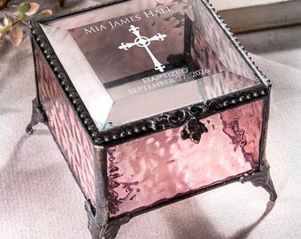 Baptism Keepsake Personalized Gift - Baby Dedication Memory Box, Custom Engraved Religious Christening Gift