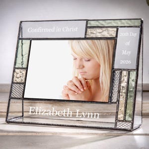Confirmation Picture Frame Personalized Religious Gift- 4x6 Vertical or Horizontal Stained Glass