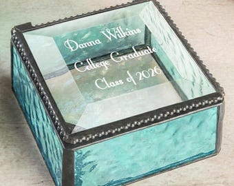 Class of 2026 Graduation Gift | Personalized Glass Jewelry Box Keepsake