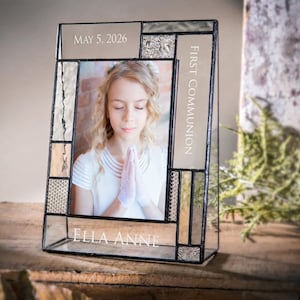First Communion Picture Frame Personalized - Religious Gift for Girl or Boy 4x6 Vertical