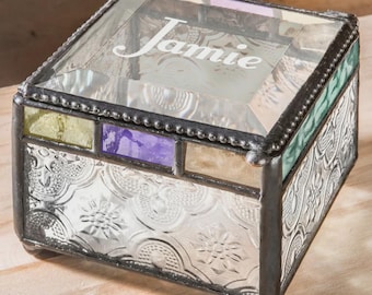 Personalized Engraved Name Stained Glass Box