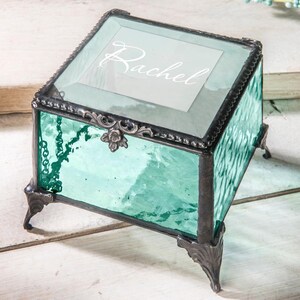 Personalized Jewlery Box Engraved Stained Glass Keepsake Gift for Her image 5