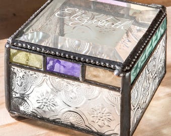 Personalized Glass Jewelry Box – Custom Engraved Trinket Keepsake